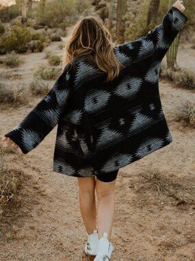 Navy Wool Blanket Coat Oversized Cocoon Madame Wolf Designer Sample